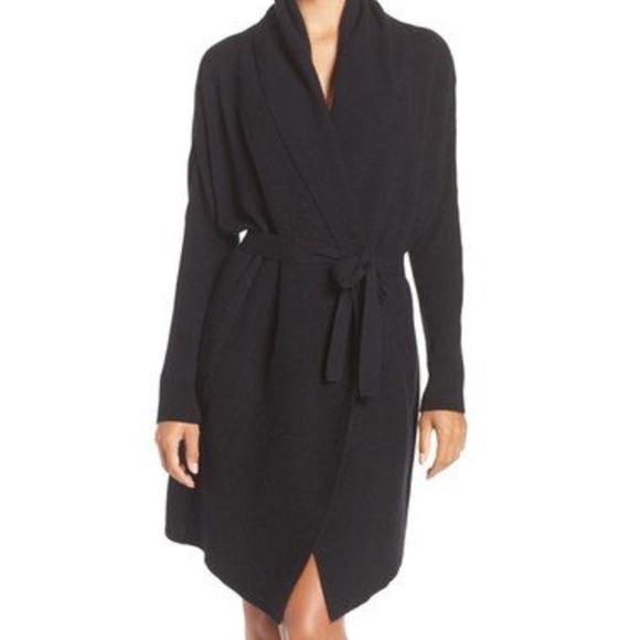 UGG Cheyenne 100% Cashmere Black Cardigan Robe NWT - Picture 3 of 8